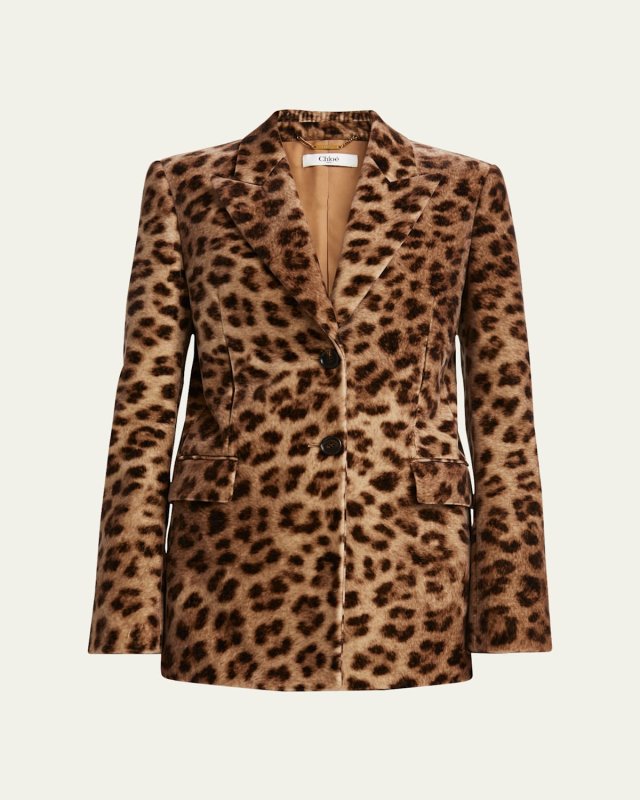 Leopard-Print SIngle-Breasted Jacket